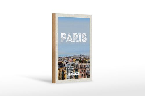 Holzschild Reise 12x18 cm Paris Panorama Blick Stadt Dekoration