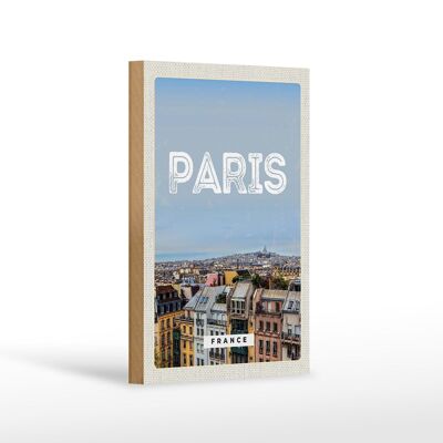 Cartel de madera viaje 12x18 cm París vista panorámica decoración ciudad