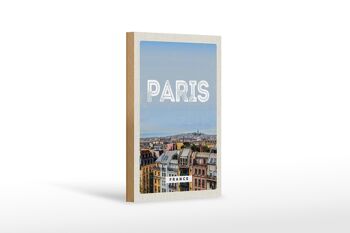 Panneau en bois voyage 12x18 cm Paris vue panoramique décoration ville 1