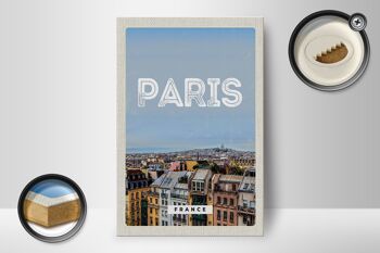 Panneau en bois voyage 12x18 cm Paris vue panoramique décoration ville 2
