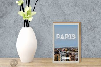 Panneau en bois voyage 12x18 cm Paris vue panoramique décoration ville 3