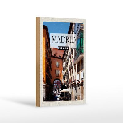 Holzschild Reise 12x18 cm Madrid Spain Mittelalter Architektur
