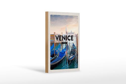 Holzschild Reise 12x18 cm Venice Venedig Boote Meer Geschenk