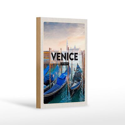 Holzschild Reise 12x18 cm Venice Venedig Boote Meer Geschenk