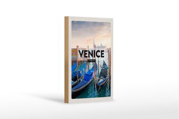 Panneau en bois voyage 12x18 cm Venise Venise bateaux mer cadeau 1