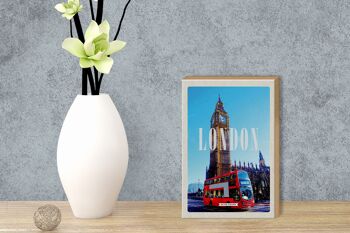 Panneau en bois voyage 12x18 cm Londres bus rouge bus rouge Big Ben 3