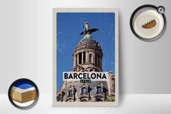 Panneau en bois voyage 12x18 cm architecture rétro de Barcelone cadeau 2