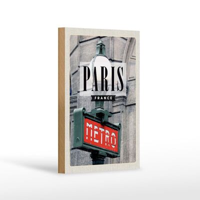 Cartello in legno da viaggio 12x18 cm Decorazione destinazione viaggio metropolitana Parigi Francia
