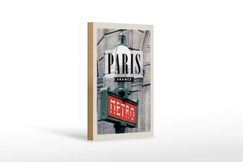 Panneau en bois voyage 12x18 cm Paris France Métro destination de voyage décoration 1