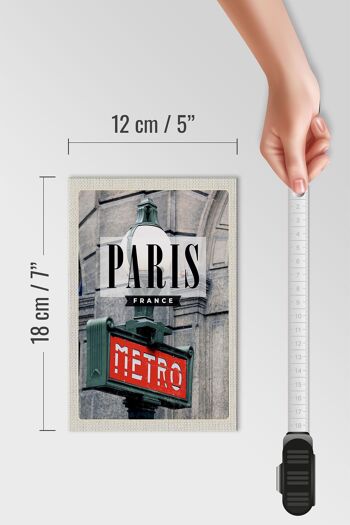 Panneau en bois voyage 12x18 cm Paris France Métro destination de voyage décoration 4