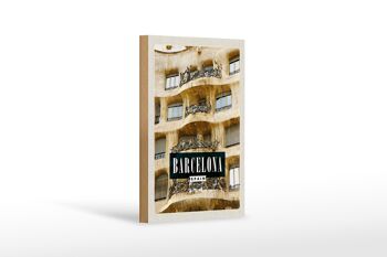 Panneau en bois voyage 12x18 cm Barcelone Espagne architecture vacances 1