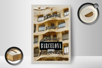 Panneau en bois voyage 12x18 cm Barcelone Espagne architecture vacances 2
