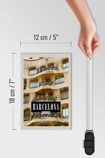 Panneau en bois voyage 12x18 cm Barcelone Espagne architecture vacances 4