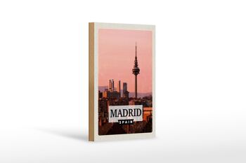 Panneau en bois voyage 12x18 cm Madrid Espagne architecture rétro 1