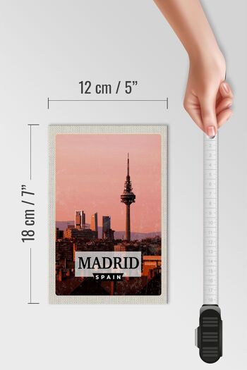 Panneau en bois voyage 12x18 cm Madrid Espagne architecture rétro 4