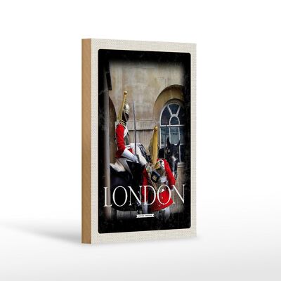 Cartello in legno da viaggio 12x18 cm Decorazione cavallo soldato Londra Inghilterra