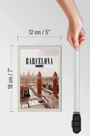 Panneau en bois voyage 12x18 cm décoration panorama Barcelone Espagne 4