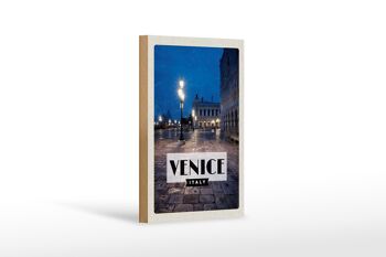 Panneau en bois voyage 12x18 cm Venise Italie vue de Venise la nuit 1