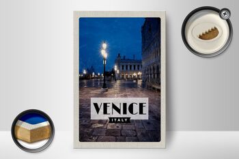 Panneau en bois voyage 12x18 cm Venise Italie vue de Venise la nuit 2