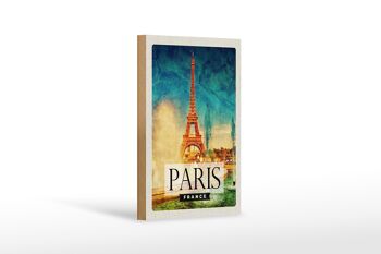 Panneau en bois voyage 12x18 cm Paris France Tour Eiffel art 1