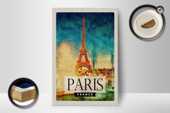 Panneau en bois voyage 12x18 cm Paris France Tour Eiffel art 2