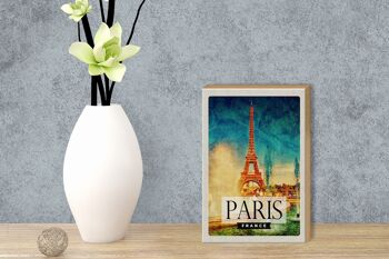 Panneau en bois voyage 12x18 cm Paris France Tour Eiffel art 3