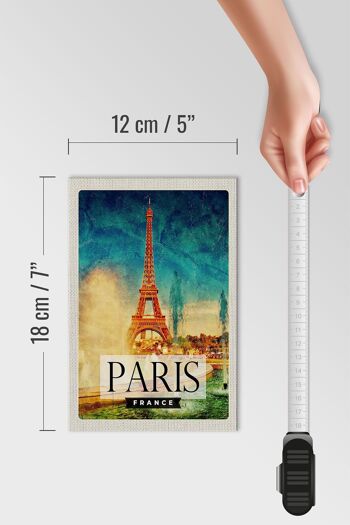 Panneau en bois voyage 12x18 cm Paris France Tour Eiffel art 4
