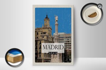 Panneau en bois voyage 12x18 cm décoration panorama Madrid Espagne 2