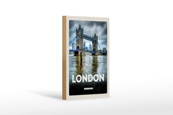 Panneau en bois voyage 12x18 cm pont de destination de voyage Londres Angleterre 1