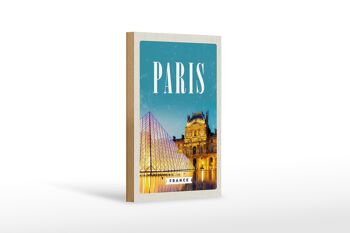 Panneau en bois voyage 12x18 cm Paris France architecture de nuit 1