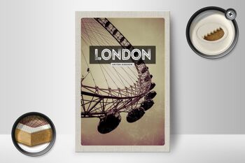 Panneau en bois voyage 12x18 cm Londres Angleterre London Eye travel 2