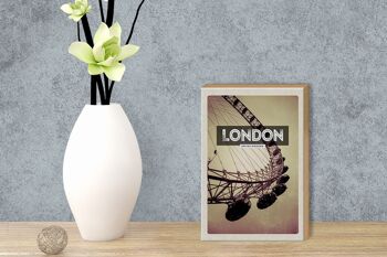 Panneau en bois voyage 12x18 cm Londres Angleterre London Eye travel 3