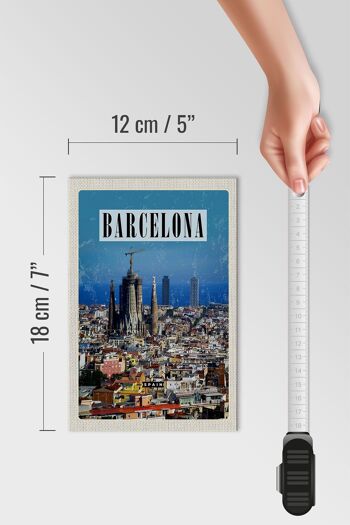 Panneau en bois voyage 12x18 cm Barcelone Espagne vue sur la ville 4