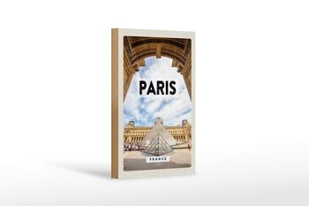 Panneau en bois voyage 12x18 cm Paris France décoration Louvre 1