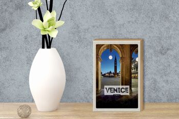 Panneau en bois voyage 12x18 cm Venise Italie architecture de nuit 3