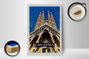 Panneau en bois voyage 12x18 cm Barcelone Espagne destination de voyage voyage 2