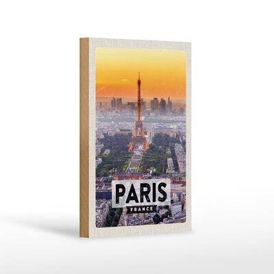 Cartel de madera viaje 12x18 cm París Francia Decoración Torre Eiffel