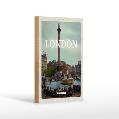 Cartello in legno da viaggio 12x18 cm Insegna fontana Londra Inghilterra