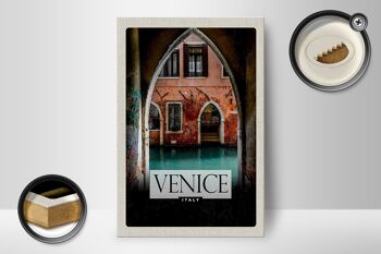 Panneau en bois voyage 12x18 cm décoration panorama fluviale Venise Italie 2
