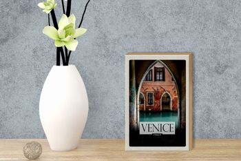 Panneau en bois voyage 12x18 cm décoration panorama fluviale Venise Italie 3