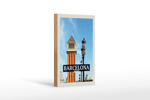 Holzschild Reise 12x18 cm Barcelona Spanien Bild Tag Mosaik