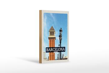 Panneau en bois voyage 12x18 cm Barcelone Espagne photo jour mosaïque 1