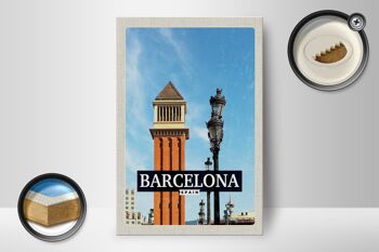 Panneau en bois voyage 12x18 cm Barcelone Espagne photo jour mosaïque 2