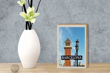Panneau en bois voyage 12x18 cm Barcelone Espagne photo jour mosaïque 3