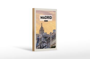 Panneau en bois voyage 12x18 cm Madrid Espagne décoration court voyage 1