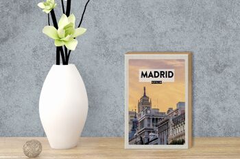 Panneau en bois voyage 12x18 cm Madrid Espagne décoration court voyage 3