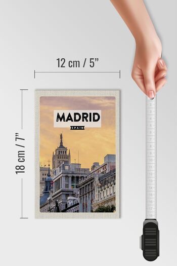 Panneau en bois voyage 12x18 cm Madrid Espagne décoration court voyage 4