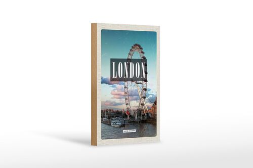 Holzschild Reise 12x18 cm London Engalnd London Eye Dekoration