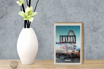 Panneau en bois voyage 12x18 cm décoration London Engalnd London Eye 3
