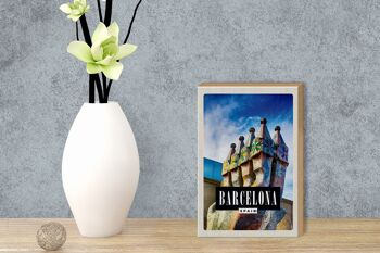 Panneau en bois voyage 12x18 cm Barcelone Espagne décoration Parc Guell 3
